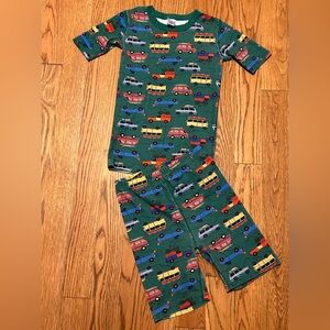 Hanna Andersson Green Car Print Kids‎ Pajama Set